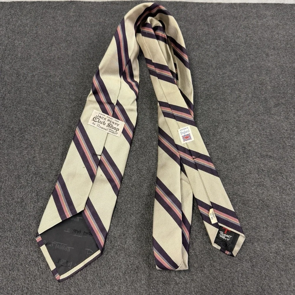 Vtg Robert Talbott Jack Henry Club Shop Silk Tie Regimental Stripe Woven England